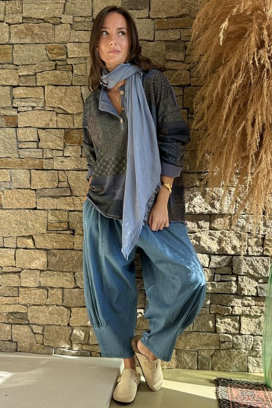 Hippie Shake Patchwork Sweatshirt Denim ~ 